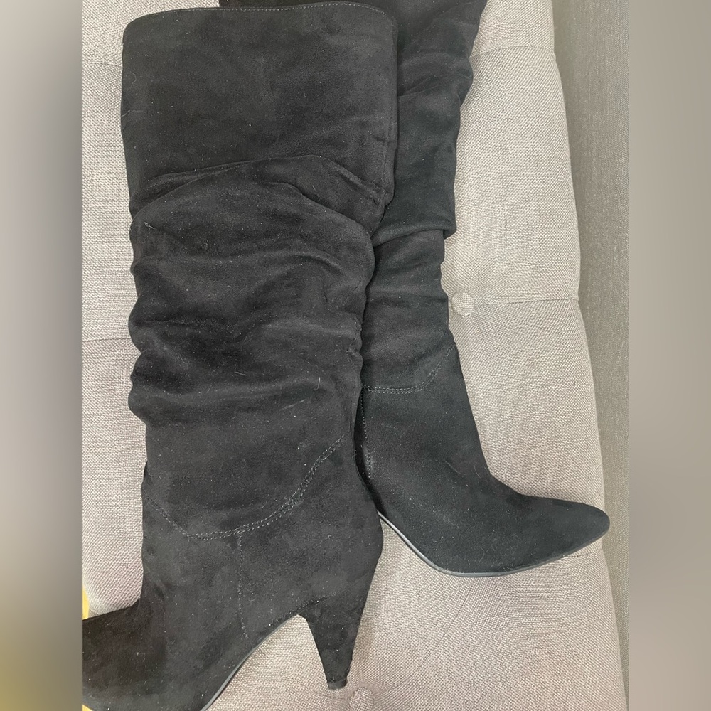 Cute faux suede black booties.  2 in heel. Comfortable.  #Poshmark